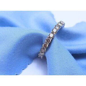 Unique 14K Solid White Gold Ladies Diamond Eternity Wedding Band Ring -Size 7.75